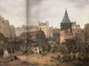 unknow artist gatubild fran 1700 talets paris France oil painting reproduction